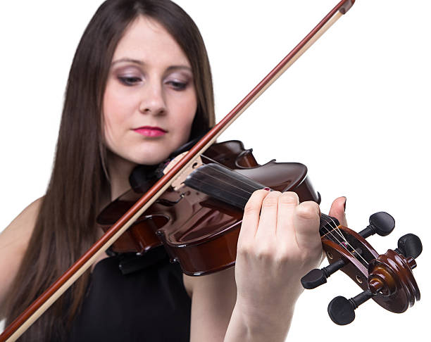 istock Young brunette woman with fioddle 518309794