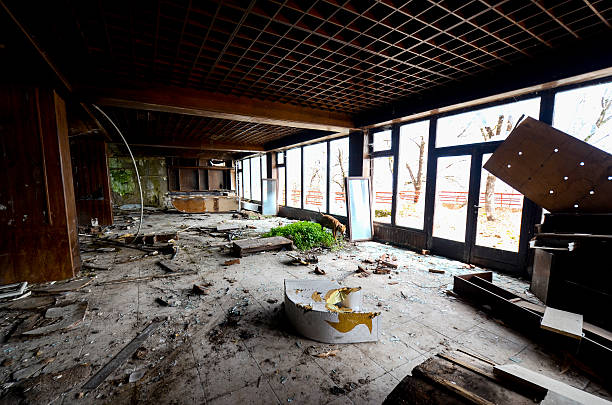 istock destruction of an abandoned comercial building 518309946