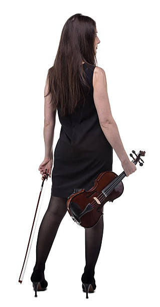 istock Brunette woman with violin from back 518310904