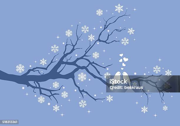 Christmas Birds On Winter Tree Vector Stock Illustration - Download Image Now - Animal, Backgrounds, Bird