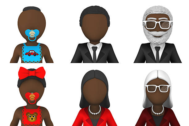 3d avatar of african people. 3d icon set.