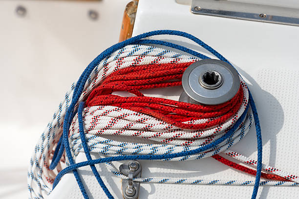 istock Winch with Ropes on a Sailboat 518321916