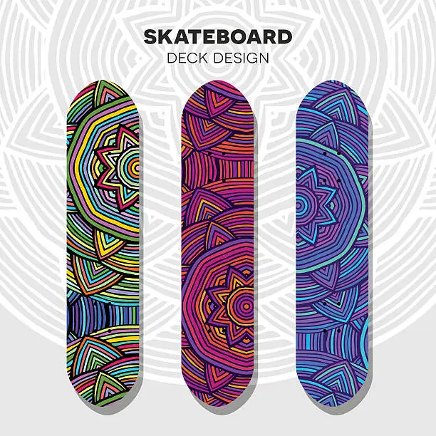 Vector illustration of Skateboard colorful designs