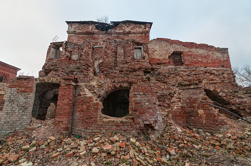 Ruins of ancient brick Trinity cathedral