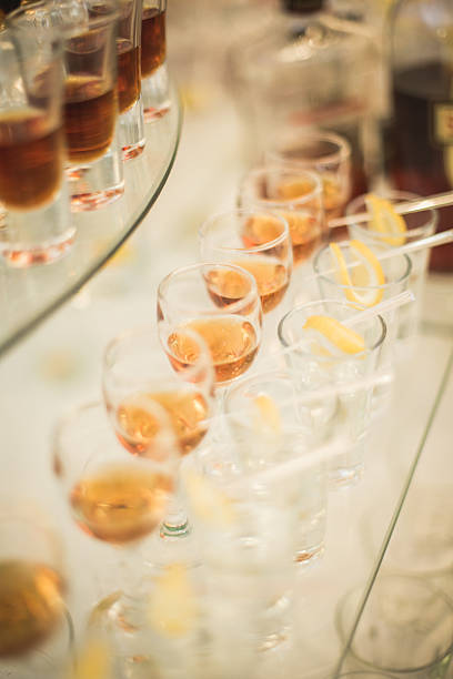 istock Different alcohol drinks in goblets and wine glasses on wedding 518328052