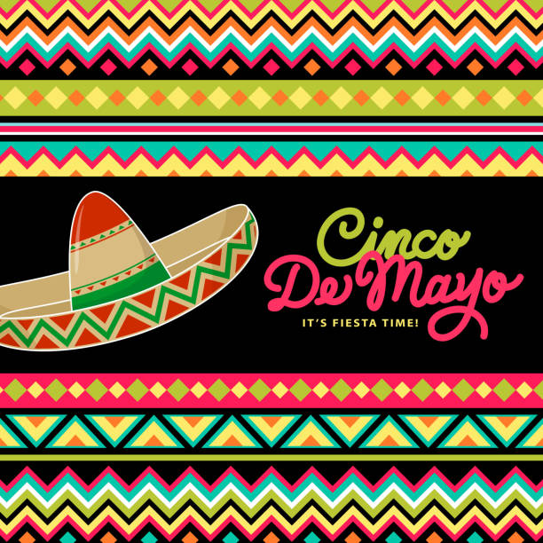 mexikanische sombrero hintergrund - mexican culture cinco de mayo backgrounds sombrero stock-grafiken, -clipart, -cartoons und -symbole