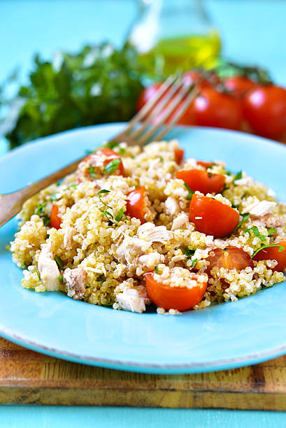 istock Quinoa salad with cherry tomatoes and chicken. 518328370