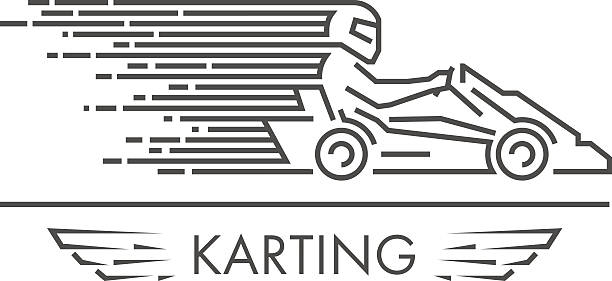 ilustraciones, imágenes clip art, dibujos animados e iconos de stock de vector de lineal karting y continúe kart logotipo e icono. - sport go cart go carting sports race