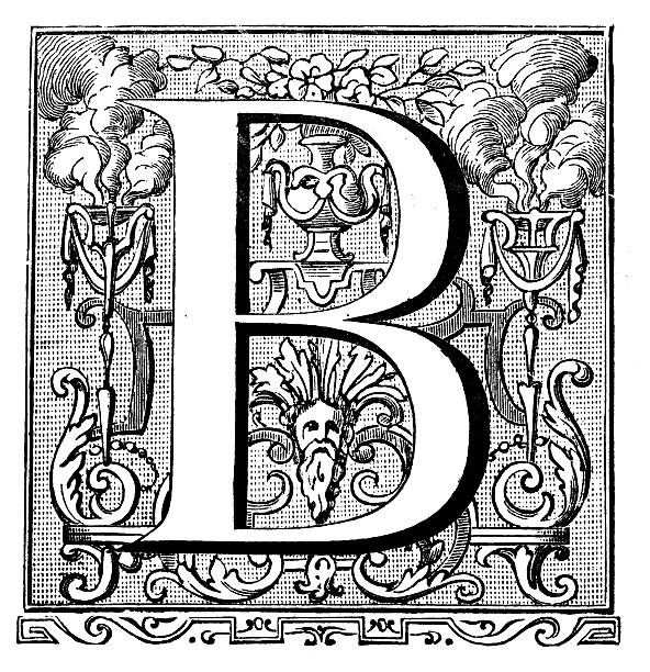 Antique illustration of ornate letter B Antique illustration of ornate letter B letter b illustrations stock illustrations
