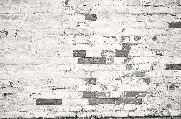 istock Black white brick grunge painted wall texture background 518337476