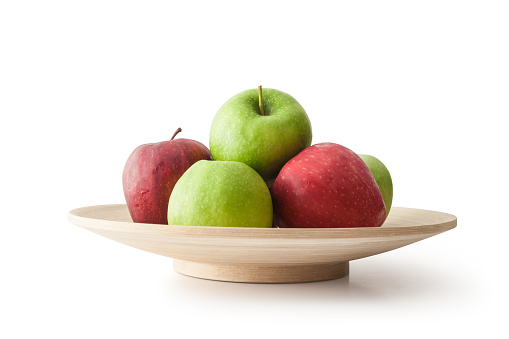 Apples in Bowl, Isolated on white, Clipping Path
