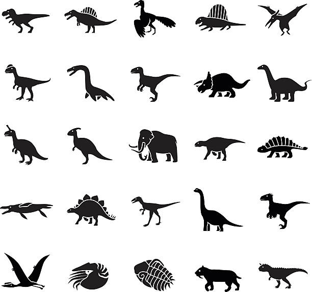 illustrations, cliparts, dessins animés et icônes de vecteur icônes animaux préhistorique - trilobite
