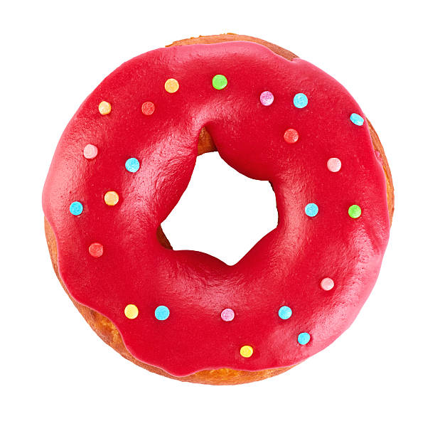Donut with colored glaze, isolated on white background.