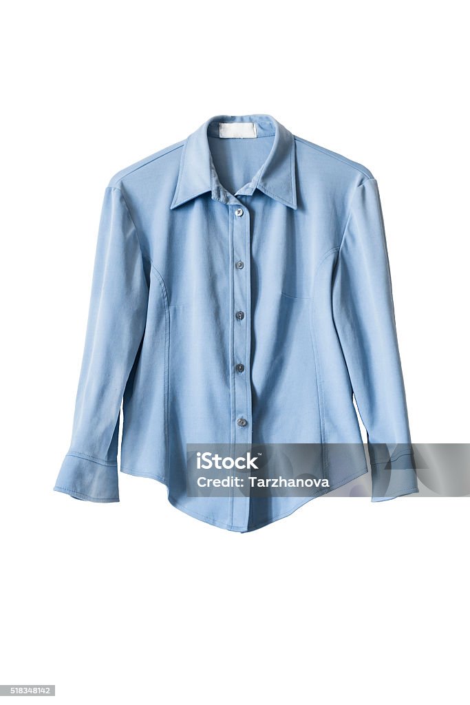 Blouse Blue silk office blouse isolated over white Blouse Stock Photo