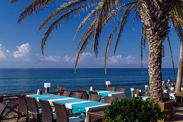istock Tables at seaside restaurant, Side, Turkey 518348700