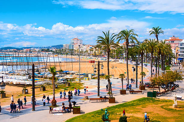 Aerial view of Sitges, Spain beach