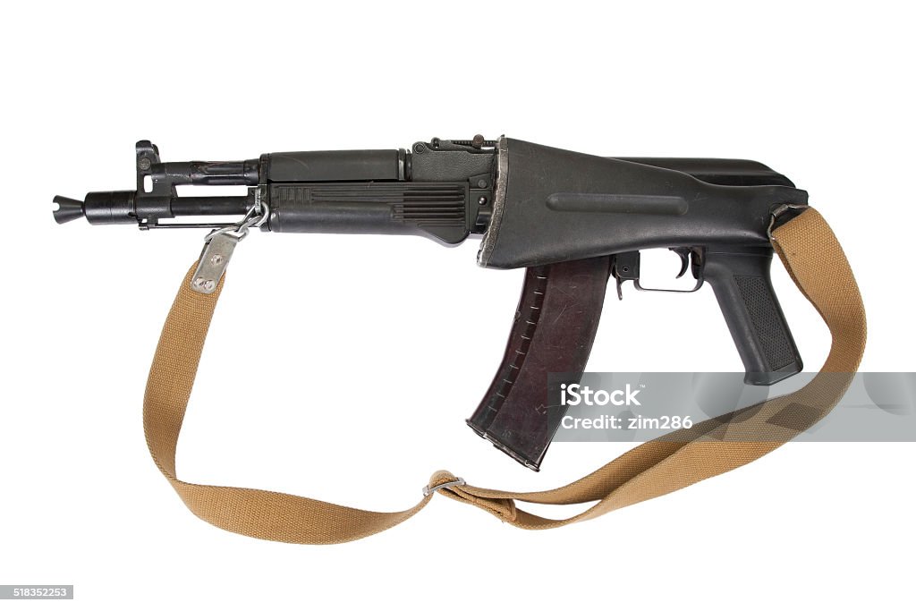 modern AK assault rifle on white 45-49 Years Stock Photo