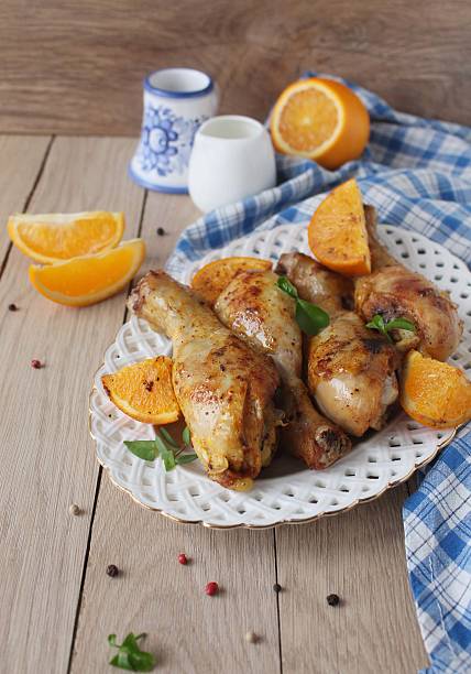istock Roasted chicken legs in cast iron skillet, selective focus 518355048