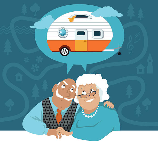 illustrations, cliparts, dessins animés et icônes de retraite dreams - motor home mobile home camping senior adult