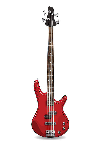 istock vector realistic illustration of red bass guitar 518359570