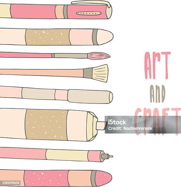Cute Hand Drawn Doodle Postcard With Art Supplies Stock Illustration -  Download Image Now - Art And Craft, Artist, Artist's Palette - iStock