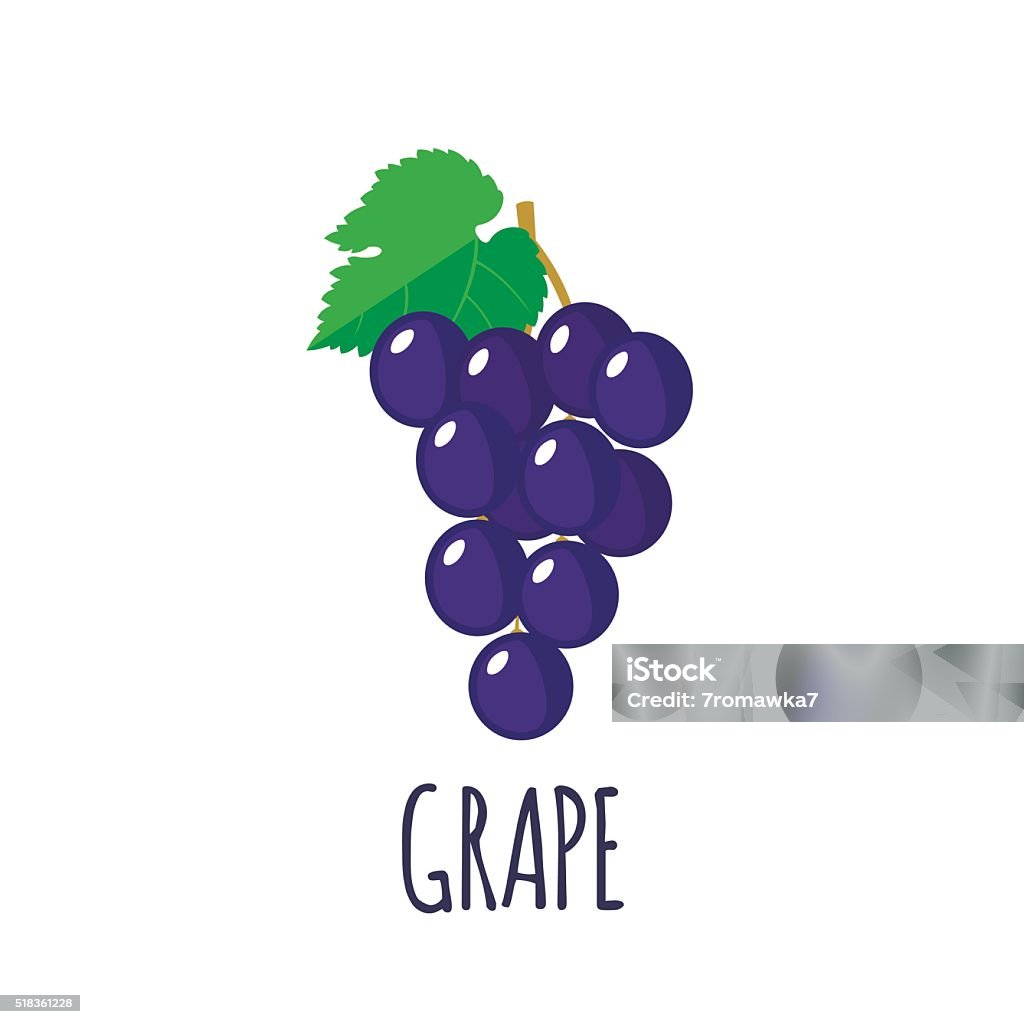 Grape icon in flat style on white background Grape in flat style. Grape vector logo. Grape icon. Isolated object. Natural food. Vector illustration. Grape on white background Grape stock vector