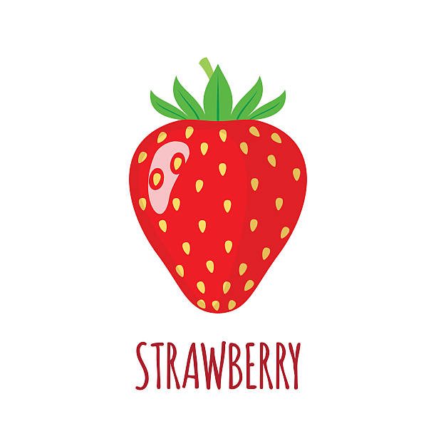 клубничный значок в плоский стиль на белом фоне - strawberry stock illustrations