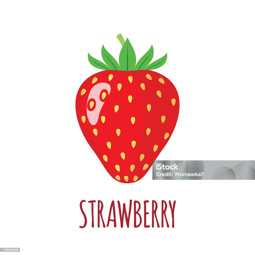 Strawberry icon in flat style on white background Strawberry in flat style. Strawberry vector logo. Strawberry icon. Isolated object. Natural food. Vector illustration. Strawberry on white background Strawberry stock vector