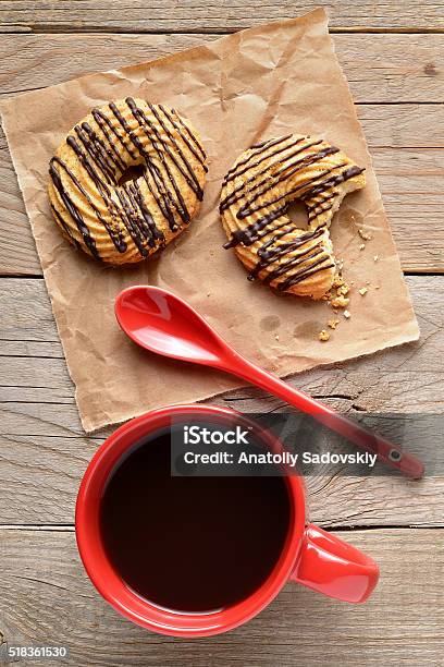 Coffee Cup And Cookies On Wooden Table Stock Photo - Download Image Now - Breakfast, Coffee - Drink, Coffee Cup