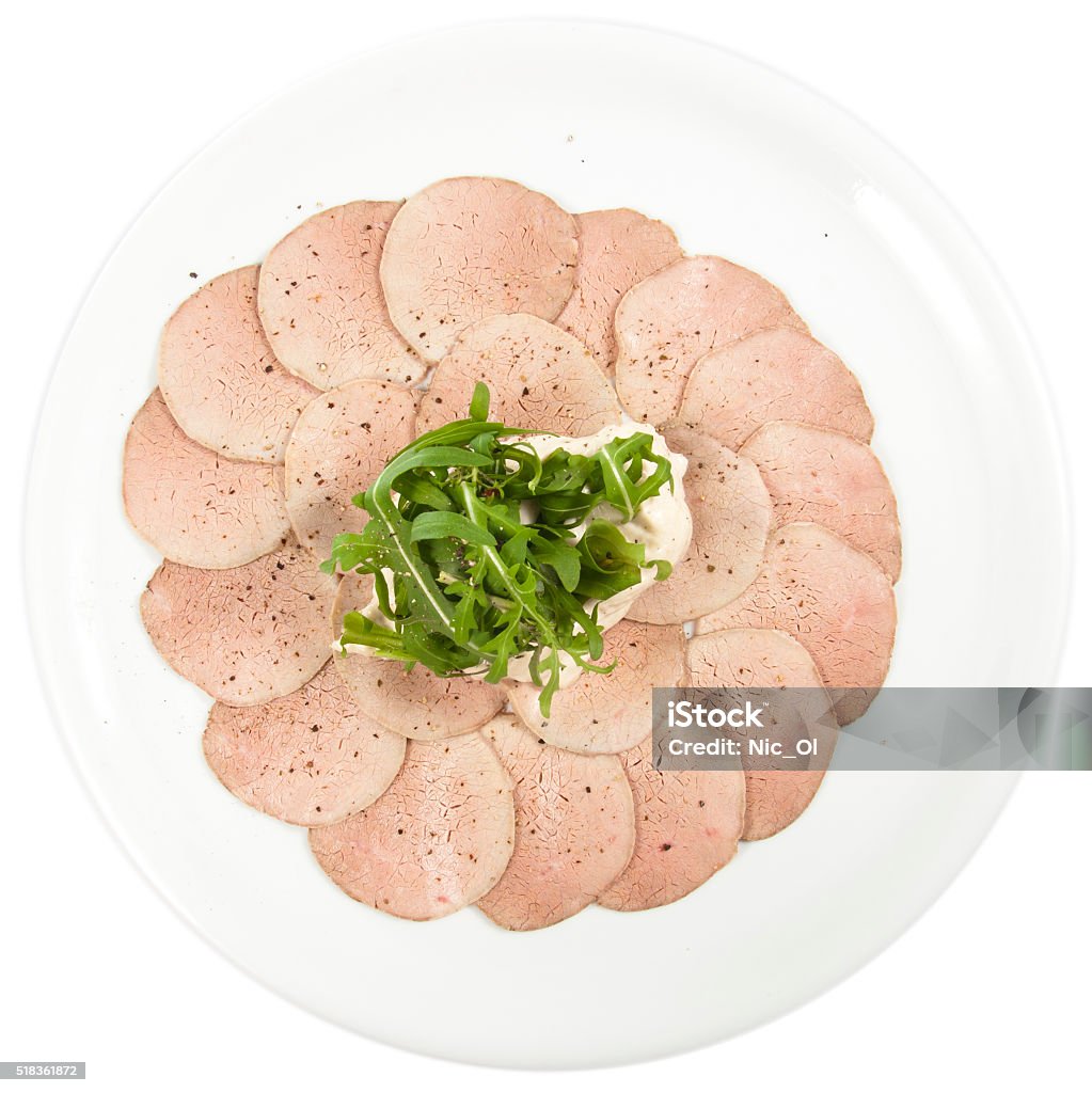 Vitello tonnato (cold appetizer) feeding at home Appetizer Stock Photo