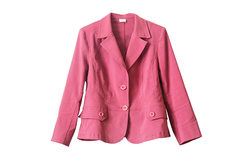 Pink cotton buttoned jacket isolated over white