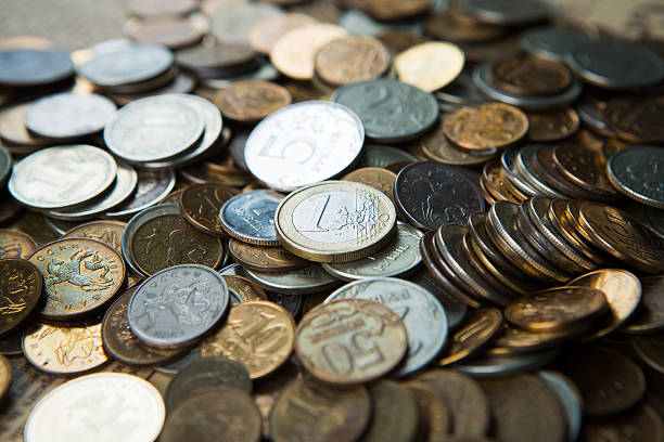 istock one euro coin on russian roubles coins 518367124
