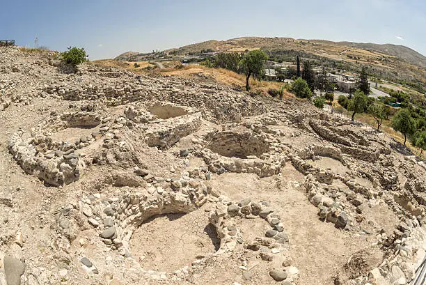 Photo of Choirokoitia (Khirokitia) Neolithic Settlement  7-4-th millennium B.C. fisheye top view