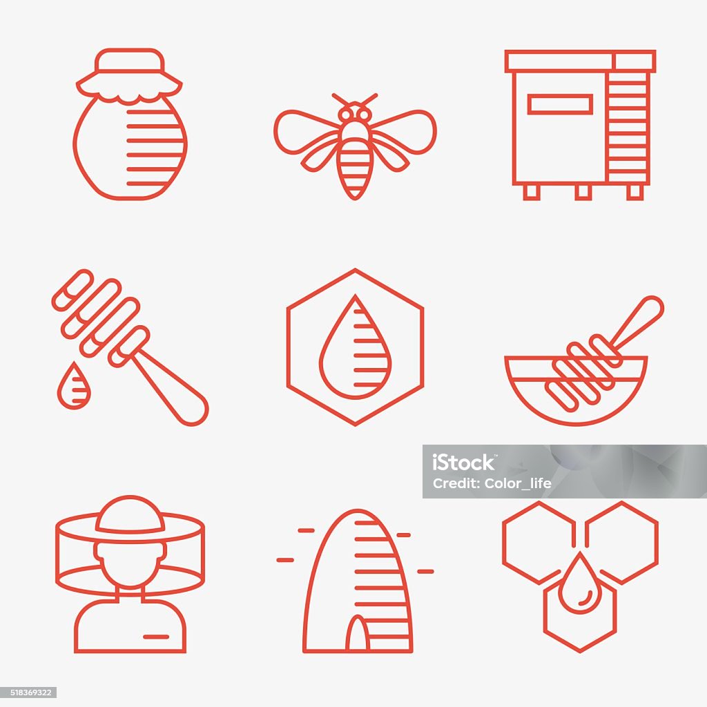 Honey and beekeeping icons Set of 9 honey and beekeeping icons. Flat design Agriculture stock vector