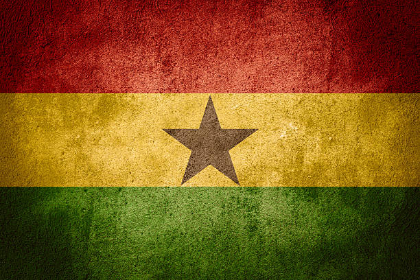 Ghana Flag Waving Isolated on White Background Portrait