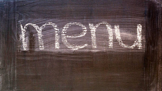 istock hand written menu word on dark wooden chalkboard 518370558