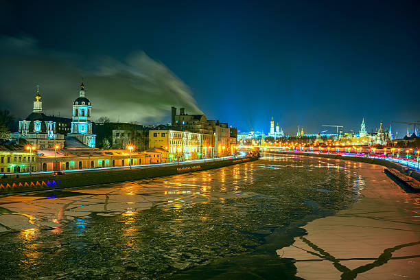 istock Moscow in fires by cold winter night. Russia 518371038