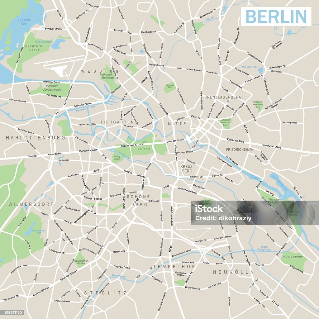 Berlin Map Highly detailed vector street map of Berlin. Berlin stock vector