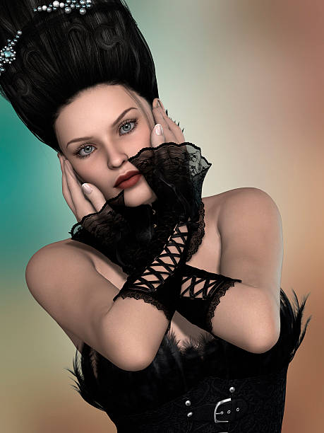 donna gotica 3d rendering - fashion gothic style lace women foto e immagini stock