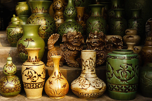 Ceramics stuff At Bat Trang Ceramics produce village-Ha Noi-Viet Nam bat trang stock pictures, royalty-free photos & images