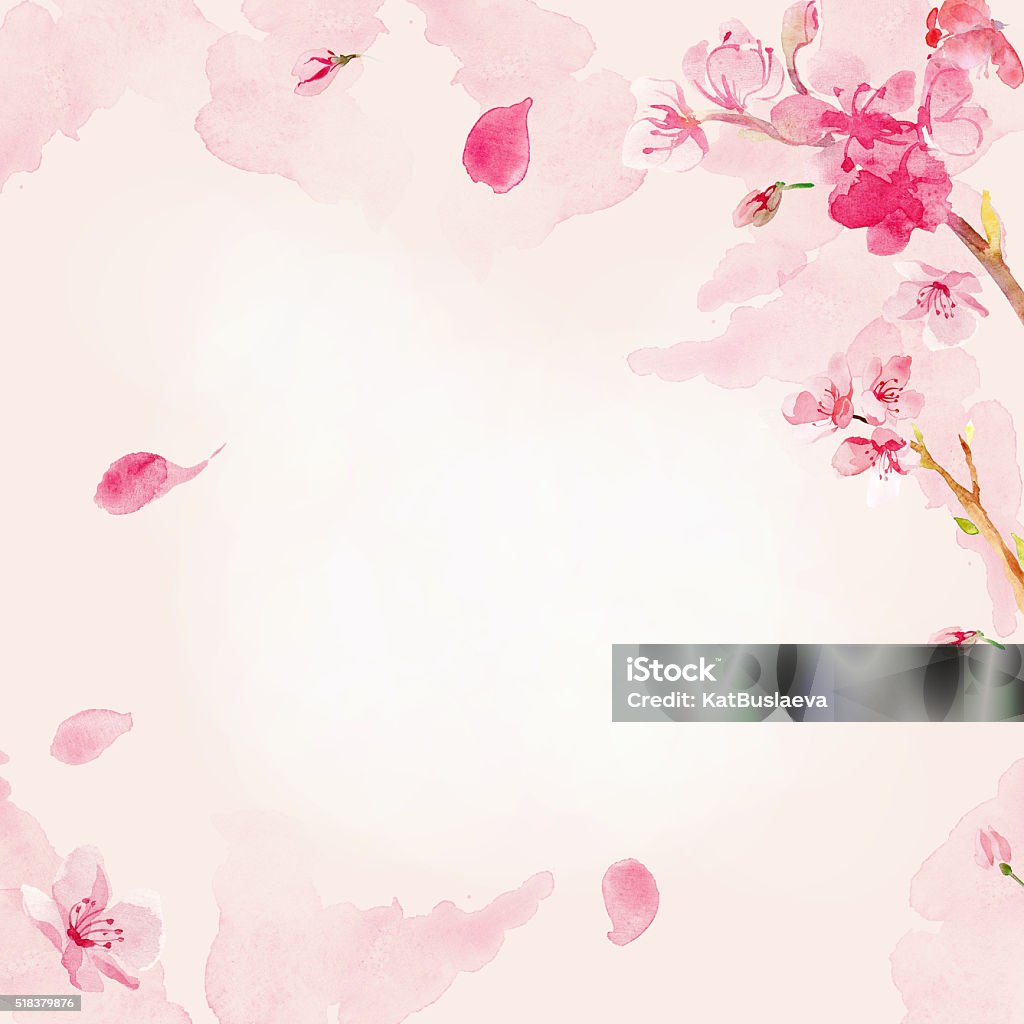 Watercolor sakura flower background Watercolor sakura flower background. Cherry flower background Cherry Blossom stock illustration