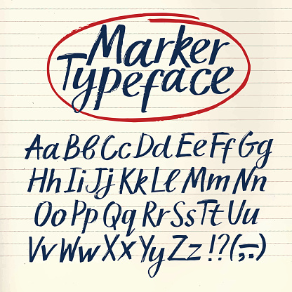 Marker hand drawn vector font