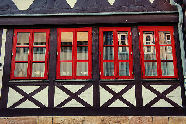istock Facade of a building with windows. Charming town in Germany. 518381202