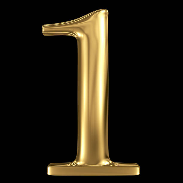 istock Golden shining metallic 3D symbol number one 1 isolated 518382943