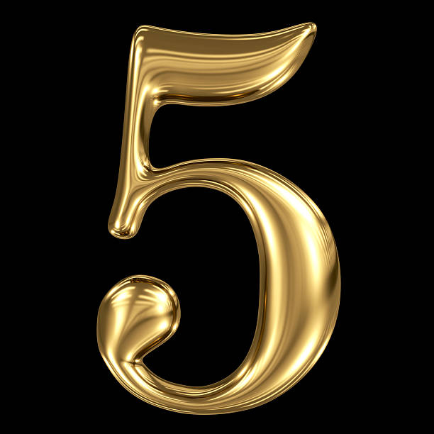 istock Golden shining metallic 3D symbol number five 5 isolated 518382987