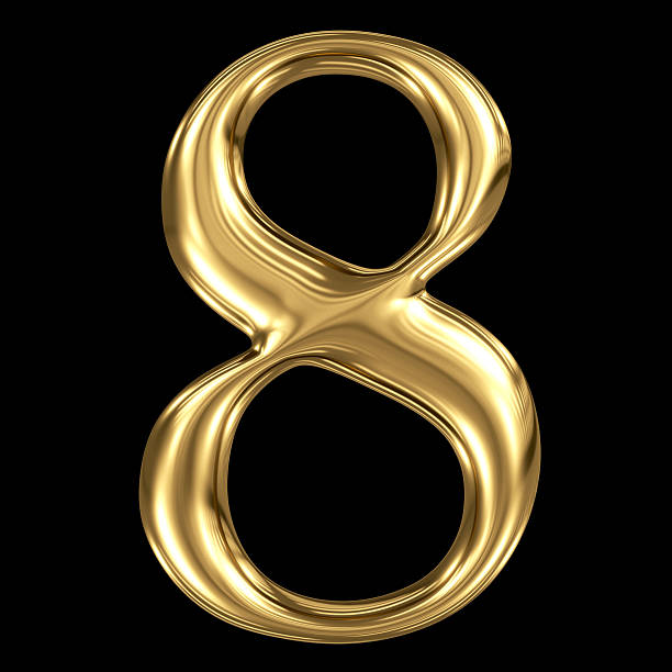 istock Golden shining metallic 3D symbol number eight 8 isolated 518383049