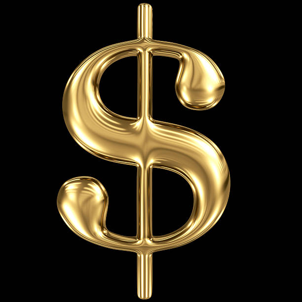 istock Golden shining metallic 3D symbol dollar sign $ isolated 518383075