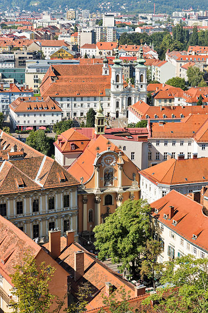 istock Graz downtown autumn aerial cityscape, Austria. 518383372