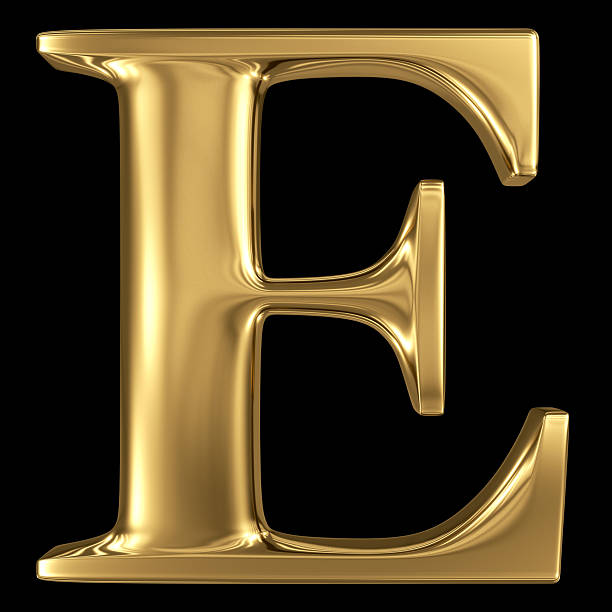 istock Golden shining metallic 3D symbol capital letter E - uppercase 518383565