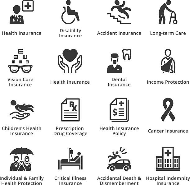 Health Insurance Icons This set contains health insurance icons that can be used for designing and developing websites, as well as printed materials and presentations. death icon stock illustrations